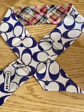 COACH SIGNATURE  SIGNATURE C/MADRAS 100% SILK PONYTAIL SCARF NWT RETIRED